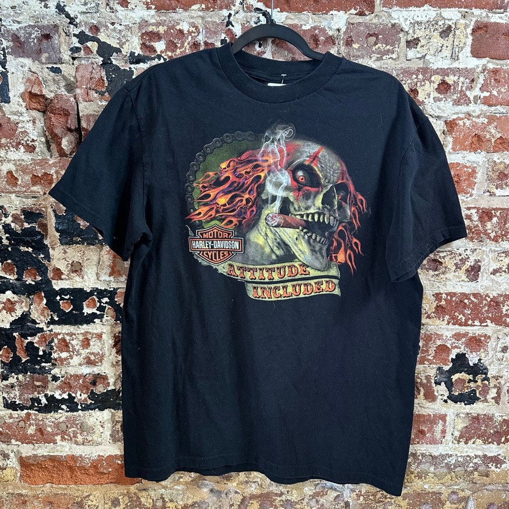 Harley Davidson Attitude Included Kansas S/S T-Shirt Mens Large Black Biker